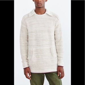 Collar Pullover Cotton Sweater Cream Beige pocket